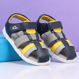Babyoye Sandals With Velcro Closure- Navy Blue & Grey-image-32