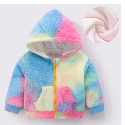 Kookie Kids Full Sleeves Tie & Dye Hooded Jacket With Ears Applique & Kangaroo Pockets - Multicolour-picture-29