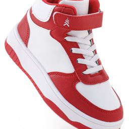 Pine Kids Sneaker with Velcro Closure - White & Red-image-82