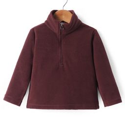 Kanvin Fleece Woven Full Sleeves Solid Colour Sweatshirt - Maroon-image-84