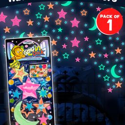 Fiddlerz Glow in The Dark Stickers Stars and Moon Wall Stickers with Double-Sided Tape for Kids Bedroom Ceiling Room Decoration Absorbs Light for Luminous Effect Home Décor Pack of 1-3