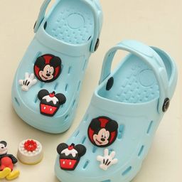 Disney by Yellow Bee Solid Perforated Clogs With Mickey & Friends Featuring Character Designed Charms - Light Blue-image-87