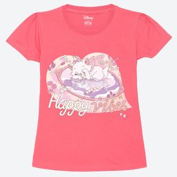 Wear Your Mind Cotton Disney The Aristocats Featuring Half Sleeves Marie Printed Tee - Hot Pink-picture-19