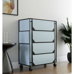 Fabura 4 Layers Shoe Rack With Wheels In Grey Color-16