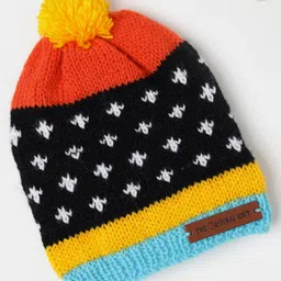 The Original Knit Knit Self Designed Pom Pom Embellished Cap - Multi Colour - Diameter - 30 Cm-picture-2