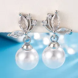 MYKI Stainless Steel Silver-Plated Contemporary Drop Earrings-13