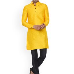 VEERA PARIDHAAN Floral Jacquard Printed Thread Work Mandarin Collar Straight Kurta-image-83