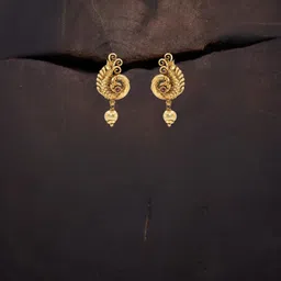 South Temple Jewellery Gold-Plated Artificial Stones Peacock Shaped Drop Earrings-image-36