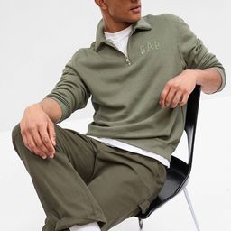 GAP Minimal Brand Logo Print Half Zipper Pullover Sweatshirt-image-74