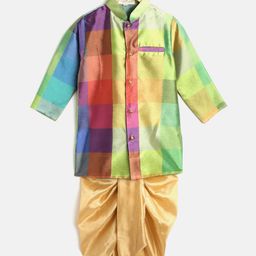 Cute Couture Boys Multicoloured & Gold-Toned Printed Kurta with Dhoti Pants-picture-11