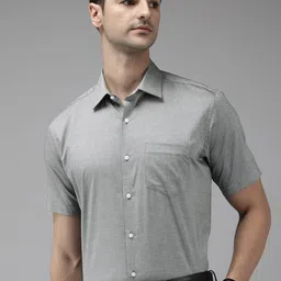 Van Heusen Men Grey Custom Fit Pure Cotton Formal Shirt-image-3