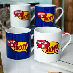 GOODHOMES Set of 4 Fine Bone China Tea Cups/ Coffee Mugs with Fun Wordings 350 ml (each) image 1