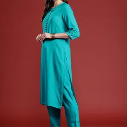 Anouk Ethnic Motifs Printed Straight Kurta Set With Dupatta image 4