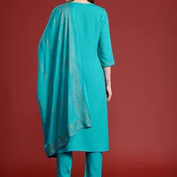 Anouk Ethnic Motifs Printed Straight Kurta Set With Dupatta image 5