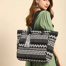 Anouk Geometric Textured Shopper Tote Bag-55
