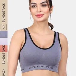 Amour Secret Pack Of 3 Lightly Padded Full Coverage Seamless Slip-On Sports Bra-picture-26