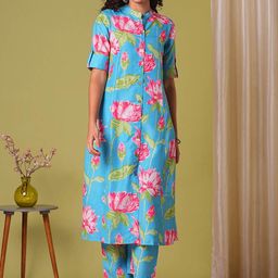KALINI Women Floral Printed Kurta with Trousers-picture-57