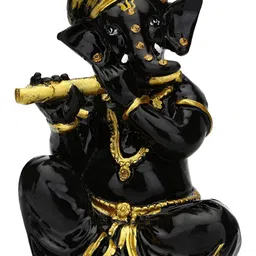 Aura Black & Gold Toned Lord Ganesha Idol Showpiece-image-55