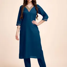 BANJANAN Women Regular Sequinned Kurta with Trousers-picture-9