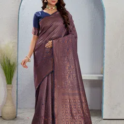revika Ethnic Motifs Woven Design Zari Kanjeevaram Saree-picture-4