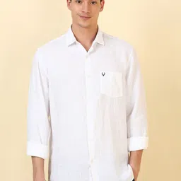 Allen Solly Men Solid Spread Collar Linen Casual Shirt-picture-37