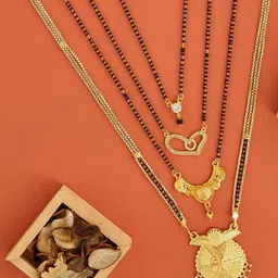 DIVASTRI Set of 4 Gold-Plated Brass Artificial Beads Mangalsutra-image-88