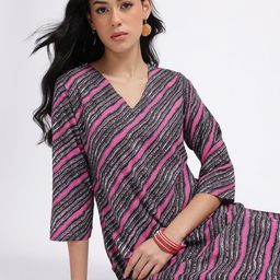 Anouk Rustic Striped V-Neck Kurta-image-38