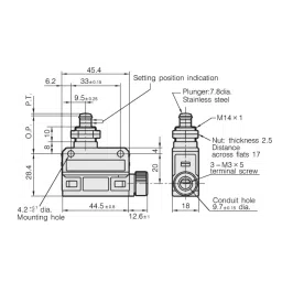 Azbil Compact Horizonal Limit Switch 11.8 N Plunger Type Actuator with Resin Filling 2 m Cable Length, SL1-HFXG2 image 2