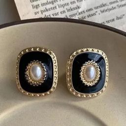 SZN Gold Plated Artificial Beaded Square Shape Studs-1