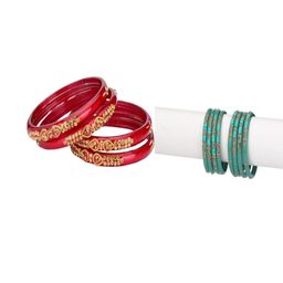 SOMIL Set Of 12 Glass Artificial Stones and Beads Bangles-image-62