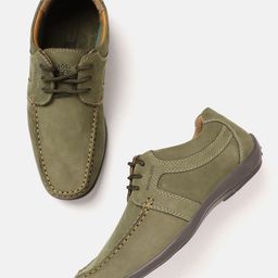 Woodland Men Nubuck Leather Driving Shoes-image-17