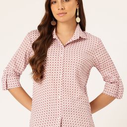Sleek Italia Checked Roll-Up Sleeves Crepe Top-image-86