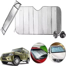 Auto Pearl F54 Dashboard Sun Shade Cover with Suction Cup for Mahindra Bolero (Silver)-39