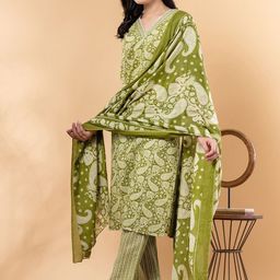 Readiprint Women Paisley Printed Regular Sequinned Kurta with Trousers & With Dupatta image 5