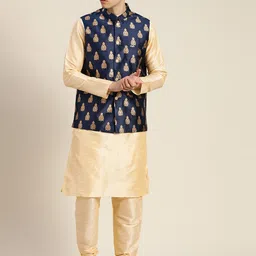 SOJANYA Silk Cotton Kurta With Churidar & Nehru Jacket-30