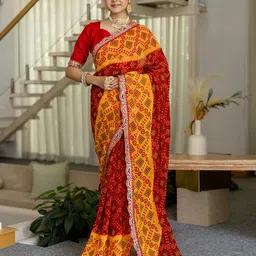 Satrani Bandhani Printed Sequinned Saree-picture-48