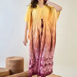 The Kaftan Company Women Ethnic Motifs Printed Maxi Kaftan Nightdress-picture-34