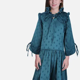 Gini and Jony Teal Tie-Up Neck Top-image-97