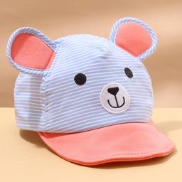Babyhug Cotton Bear Print With Stripes & Ear Applique Baseball Cap Multicolour - Circumference 45 cm-image-39