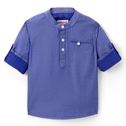 Babyhug 100% Cotton Full Sleeves Kurta Shirt Solid Color - Blue-image-52