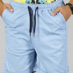 Kiddopanti Solid  Roll Up Shorts - Light Blue-picture-5