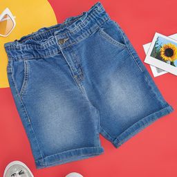 YU by Pantaloons Cotton Elastane Mild Washed Shorts - Blue-image-39