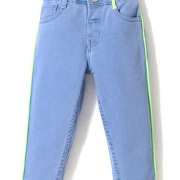 Babyhug Denim Full Length Washed Stretchable Jeans Solid Color - Blue-image-26