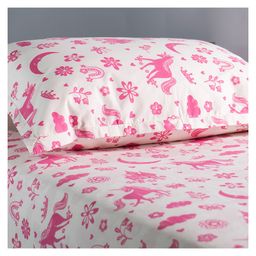 Gudgoodie 100% Cotton Percale Flat Kids Bedsheet with Pillow Cover for Single Bed Magical Unicorns Theme - Pink-image-13