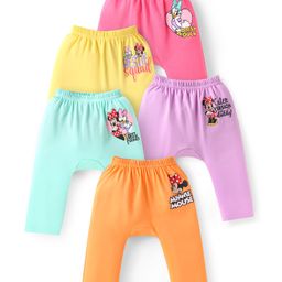 Babyhug Disney Interlock Knit Full Length Minnie Mouse Printed Diaper Leggings Pack of 5 - Orange Pink & Yellow-image-25