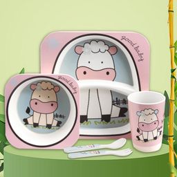 Tony Stark Bamboo Baby Feeding Set - 5-Piece Tableware for Toddlers, Kids & Babies Includes Plate, Bowl, Cup, Spoon, Fork - BPA-Free, Eco-Friendly |Organic & Natural (Calf)-27
