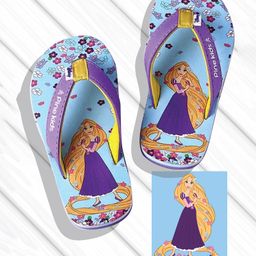 Pine Kids Disney Slip On Flip Flops With Rapunzel Print - Light Blue-image-32