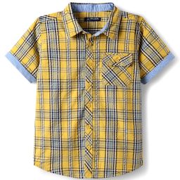 Pine Kids Cotton Woven Half Sleeves Checks Shirt - Yellow-image-100