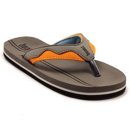 Beanz Striped Flip Flops - Grey & Orange-image-83
