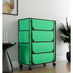 Fabura 4 Layers Shoe Rack With Wheels In Green Color-5